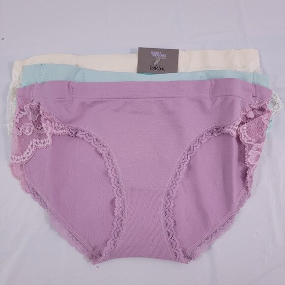 Secret Treasures 3-Pack Seamless Stretch Lace Trim Bikini Panties – Size Small - Picture 1 of 13